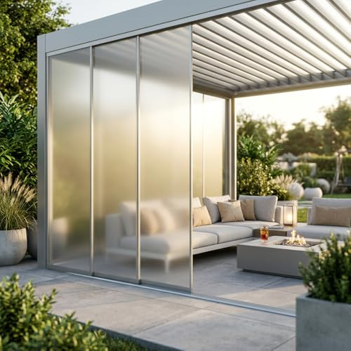 BS COM Parete laterale in vetro per pergola bioclimatica Tony - TONY Bianco