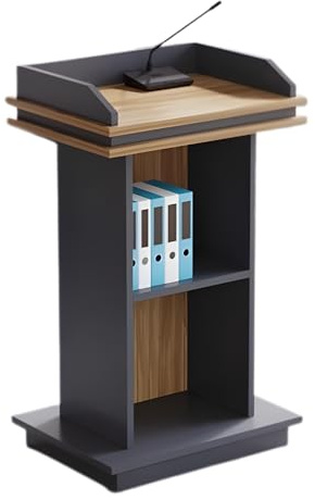 White Wooden Podium Stand 120 cm Lectern with Sto Shelf Portable Pulpit for Churches Conferences Schools Classrooms - Ele Design (120 x 42 x 60 cm)
