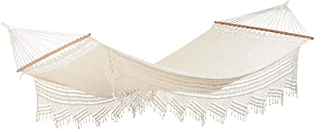 AMAZONAS Edle Premium Jacquard Boho Stabhängematte in Übergröße Palacio 240x160 cm bis 200 kg in Weiß