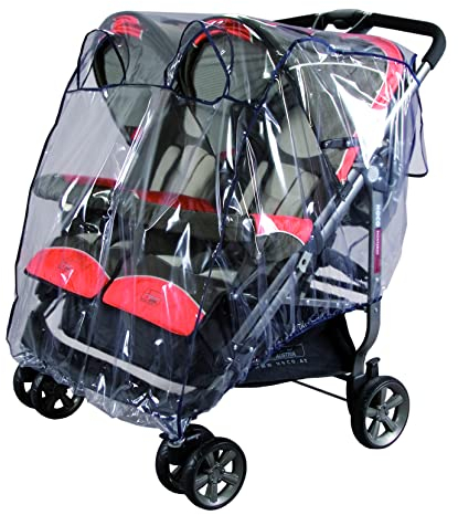 sunnybaby 13193 - Universal Regenverdeck, Regenschutz für ZWILLINGS-Buggy mit Dach & ZWILLINGS-Sportwagen | mit zwei Kontaktfenstern f. optimale Luftzirkulation | glasklar | Qualität: MADE in GERMANY