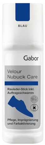 Gabor Leder Pflege-Stick für Wildleder Schuhpflege Schuhcreme Farbauffrischung Imprägnierung für Rauleder Velours Nubuck Textilien Mesh TEX-Materialien 75 ml mit praktischem Schwamm-Aufträger