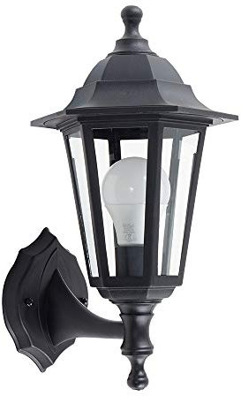 MiniSun | Traditional Style Black Security Wall Lantern | Outdoor Wall Lights, Home Décor & Improvement Essential