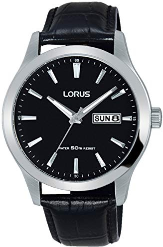 Lorus Watches Unisex Analogue Watch with Black Dial Analogue Display - RXN27DX9