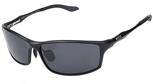DUCO 26g Al-Mg Sonnenbrille Herren Polarisierte mit UV400-Schutz 8201 | Retro Rechteckige Schmale Brille für Autofahren, Sport, Angeln, Blendschutz, Kat.3, Verstellbare Nasenpads, Federscharnier