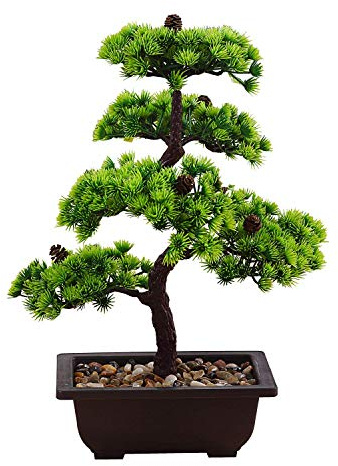 Deko Pflanze Bonsai Baum Kunstpflanzen im Topf,Künstliche Pflanzen GrüN (Grün 40cm)