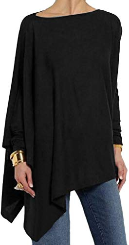 Mujer Moda Color Sólido Manga Larga Camisa Tops Primavera Casual Suelto Oversized Irregular Shirt Blusa Camiseta Talla Grande