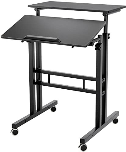 SogesHome Scrivania per Computer, Postazioni di lavoro per computer, Tavolo da Studio Regolabile, Tavolo da Lavoro in Acciaio Legno per Ufficio Camera da Letto, 60 * (30 + 30) cm