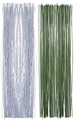 200 Pcs Florist Wire Stems - Green Stub Wire for Handmade DIY Flower Craft, Sugar Flowers, and Floral Arrangements