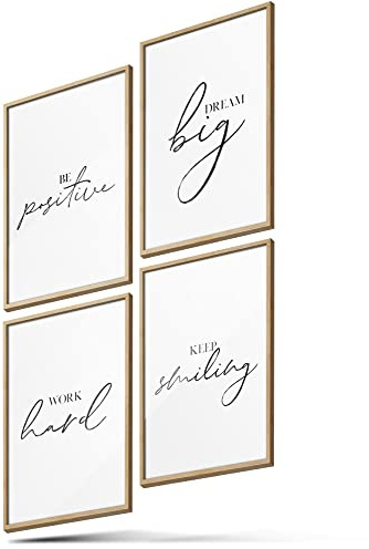 BLCKART Poster-Set Office Motivation 01 - moderne Wandbilder mit Sprüchen - Premium Poster für Arbeitszimmer - Bilder zur Wanddekoration im Büro - Größe A4