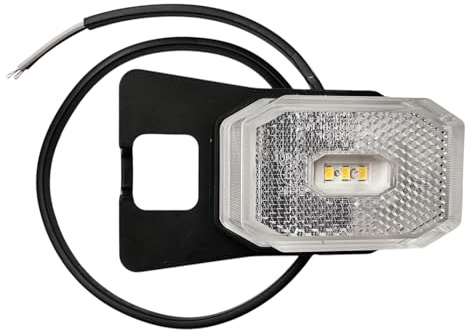 MelTruck LED Umrissleuchte 12V 24V E9 IP69 Reflektor Anhänger Trailer Wohnwagen LKW weiß Winkelhalter QS075 Schnellanschluss verpolungssicher stoßfest (2. Winkelgriff, 1 Stück)