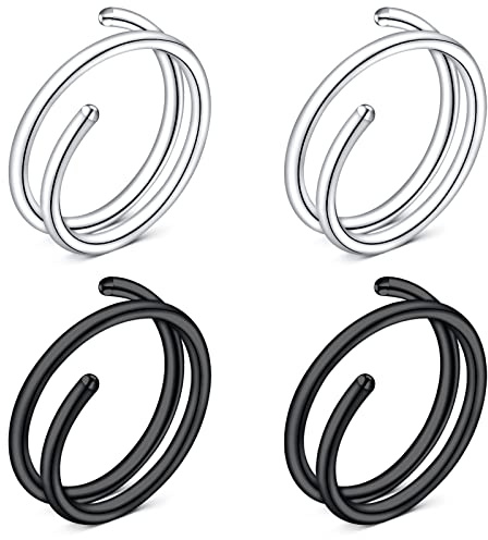 Briana Williams Nasenring 8mm Nasenpiercing Ring 0,8mm Spiral Doppel Hoop Nasenring für Single Piercing Edelstahl Nase Rings