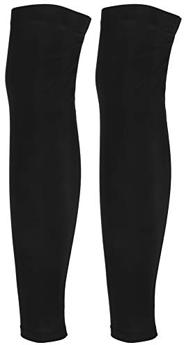 Agatige 1 Paire Manchons de Vélo avec Protection Solaire, 55cm/21,65 po Manchon de Jambe Respirant pour Vélo et Basketball Manchons de Cyclisme Unisexes Longs pour Faire du Vélo (Noir)