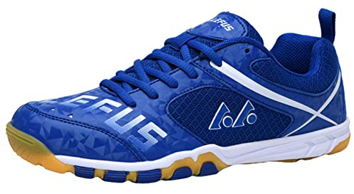 ZHENSI Chaussures De Tennis De Table Hommes Femmes Chaussures De Court Intérieur Anti-Dérapant Léger Respirant Fond Souple,Bleu,44 EU