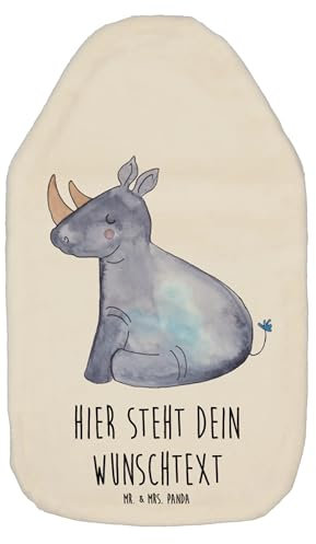 Mr. & Mrs. Panda Personalisierbare Wärmflasche Einhorn Nashorn - Weiß