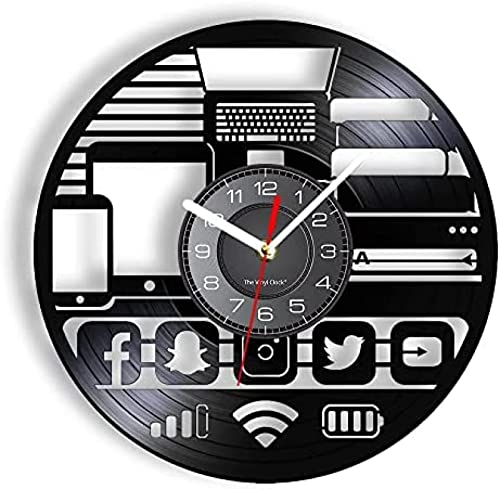 AVJERA Horloge Murale, Gadget Geek, Horloge Murale, sculptée par l'icône de l'application de réseau Social Internet réel, Horloge Murale Vintage, Cadeau Horloge Cadeau Geek Unique