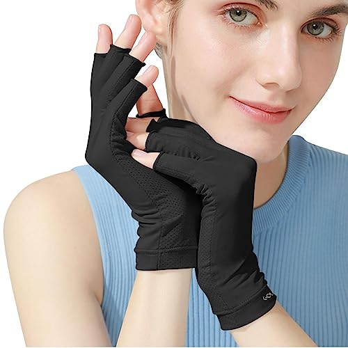 JINGAN Guantes de conducción Protección solar, Guantes sin dedos para