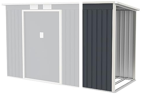 Juskys Holzunterstand für Geräteschuppen M Anbau - Kaminholzregal außen Bausatz Brennholz Lager - Metall Unterstand Holz Erweiterung Kaminholz Rechts