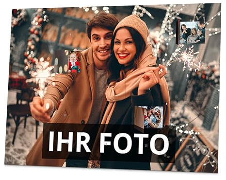 printplanet - Foto-Adventskalender mit 25 eigenen Bildern/Fotos - Personalisierter Weihnachtskalender - 41,8 x 29,5 cm