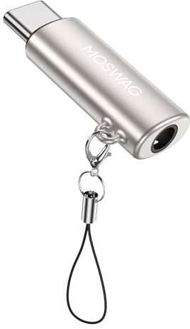 MOSWAG Adaptador USB-C a 3.5mm Audio DAC Zinc | Compatible con Samsung Galaxy, Pixel, iPad, OnePlus y más - conector de aleación de zinc para sonido claro sin pérdidas