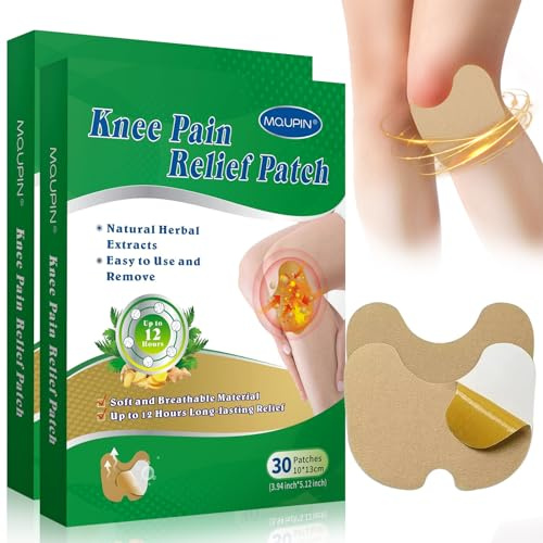 60 PCs Knee Pain Relief Patches,MQUPIN Heat Herbal Patchs Plaster Ginger WormwoodR elief Warming Moxibustion,Up to 12h,Natural Herbal Patch for Arthritis Neck Shoulder Muscle Muscle Joint Pain