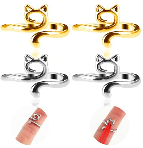YUXIANLB Häkelring für Finger Metall Offene Garnführung Häkelringe Verstellbar Geflochten Schnelleres Stricken Fingerhut Zubehör für Häkeln Mutter Oma Geschenke (Gold Silber)