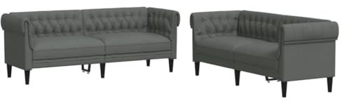 vidaXL Sofagarnitur 2-TLG., Couch Sofa für Wohnzimmer, Loungesofa Polstersofa mit Stützbeinen, Couchgarnitur Sitzmöbel, Modern, Dunkelgrau Stoff