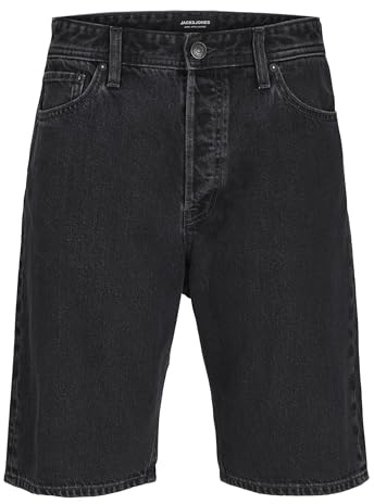 JACK & JONES Pantaloncini da Uomo in Jeans Baggy Fit, Black Denim/Confezione: SBD 499, M