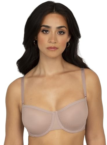 Smart & Sexy Women's Adore Unlined Mesh Balconette Bra Bark 42D