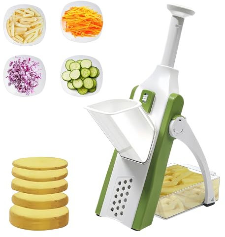 NEEZ Gemüseschneider mit Auffangbecken, Gemüsehobel ideal als Pommesschneider & Kartoffelschneider, Zwiebelschneider Gurkenhobel - Multischneider Würfelschneider, Julienner