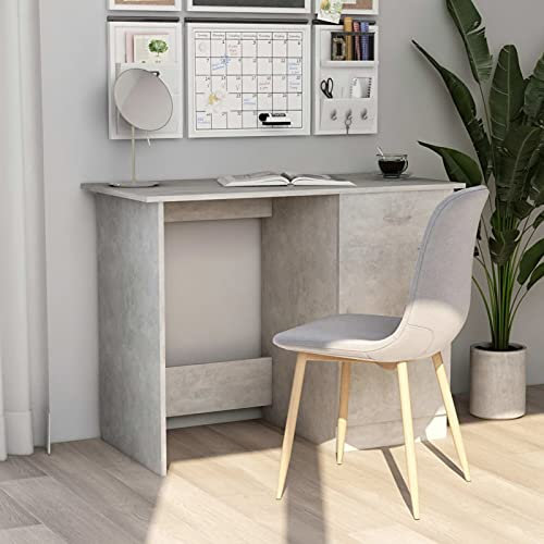 CIADAZ Schreibtisch Betongrau 100x50x76 cm Holzwerkstoff, Gaming Tisch, Computertisch, Computer Desk, Office Table, Bürotisch, Arbeitstisch, Nähtisch, Pc Tisch - 801084