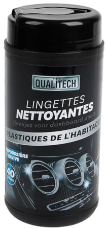 TURBOCAR - Lingettes Nettoyantes pour Voiture et Plastiques Intérieurs - Boîte de 40 - Nettoient et Dépoussièrent les Surfaces de l'Habitacle