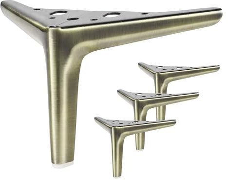 Anterrific Lot de 4 pieds de meubles en laiton antique de 12 cm, pieds en métal pour canapé, armoire, ottoman, table et commode