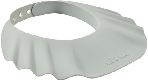 BÉABA, Visera de baño, Gorro de baño, Tamaño de la cabeza ajustable, 5 posiciones, Protección para ojos y oídos, Silicona suave y flexible, Gris Verde