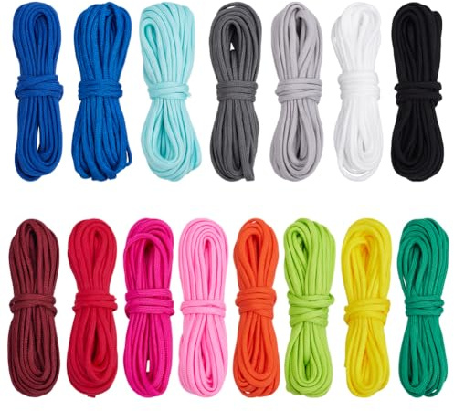 SOFPLATE 82 Yards/75M 15 Colors Parachute Rope 4mm Paracord Combo Pack Utility 7 Strand Core Nylon Outdoor Utility Para Cord with Spool for Camping Fishing Tents Belts Bracelets Dog Collar Leashes