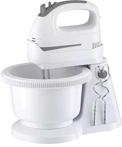Amasadora de Sobremesa 300W 5 Velocidades + Turbo, Bol Giratorio 2L, Diseño Compacto, Accesorios para Batir y Amasar