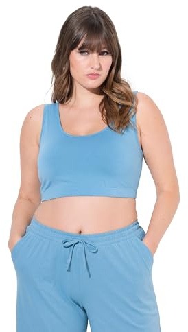 Ulla Popken Bustier pour Femme, Grandes Tailles, Grandes Tailles, Bretelles Larges, Coton Biologique, Bleu Pigeon, 46-48