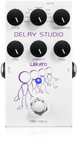 LEKATO Delay Digital Guitar Effect Pedal with Tape Temps, LoFi, dTAP, Reverse Delay Pedal with Hardware Bypass for Electric Guitar (EP-04)