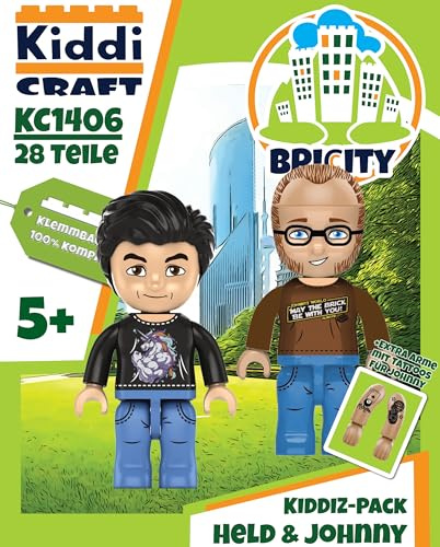 KIDDICRAFT KC1406 KIDDIZ Figuren-Pack: Held der Steine & Johnny´s World - Klemmbausteine