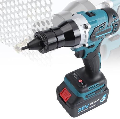 VNATWGOO Remachadora InaláMbrica PortáTil, Remachadora EléCtrica con Doble Velocidad, BateríA De 2200 Mah, Remachadora con Retorno AutomáTico, para M3-M12
