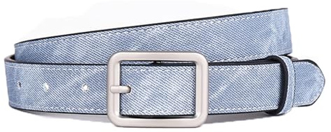 YUYANGDZI Damen Ledergürtel für Jeans Hosen Kleider, Silberne Dornschließe aus Metall, 2.5 cm Breite (Hellblau,M 110cm:Für Taille 75–95 cm)