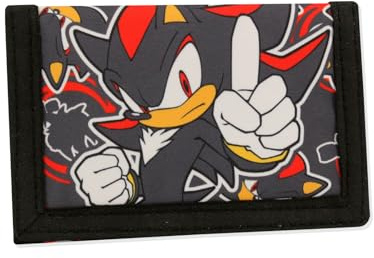 Sonic The Hedgehog Portefeuille pour enfants avec ombre – Imprimé de personnages à trois volets avec porte-cartes et fermeture éclair – Cadeau pour les fans