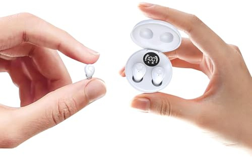 Petits écouteurs intra-auriculaires sans fil Bluetooth invisibles doux ENC suppression du bruit cachés petits écouteurs pour petites oreilles TWS Mini écouteurs de sommeil pour iPhone, Android, bureau