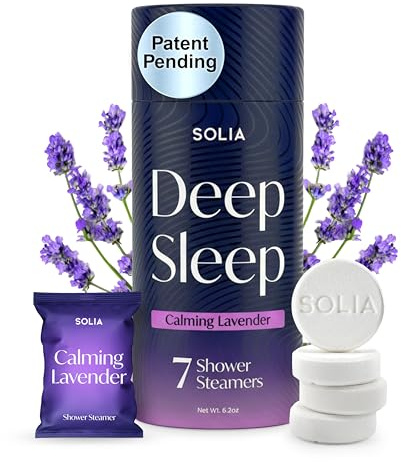 Solia Lavender Shower Steamers Aromatherapy 7-Pack - Patent-Pending Calm Shower Steamers Lavender Bombs, Relaxing Steam Tablets, Selfcare Gifts for Women, Relaxing Bath Gifts