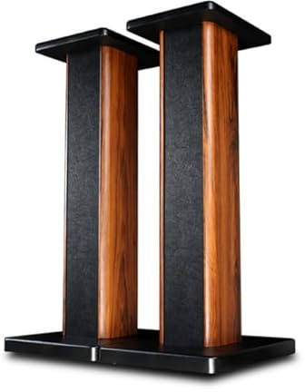 Suuiwau Pair Holz Lautsprecherständer Set, Braun Schwarz Boxenständer Universal (hoch 70cm),Premium Stabile Boxenständer mit Versteckte Kabelführung für Heimkino und Studio