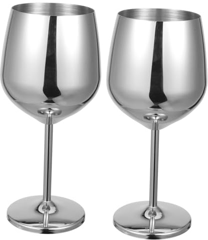 Cabilock 2 Pièces Verres à Vin Acier Inoxydable Incassables Calices Métalliques Dorés Robustes et Stables pour Camping Piscine Fête et Usage Domestique Lot