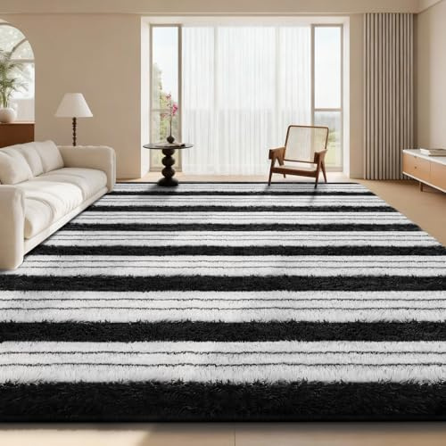 Sour Lemon Hochflor Teppich Groß, weiß Teppich Wohnzimmerteppich 120x160cm | Teppiche Schlafzimmer Flauschiger Teppich Waschbar Anti-Rutsch Extra Große Carpet Teppichen für Schlafzimmer Kinderzimmer