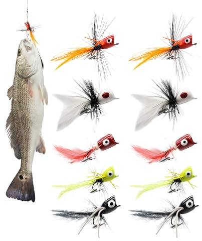 Flugfiske Poppers 10 bitar flugfiskepoppers för gädda