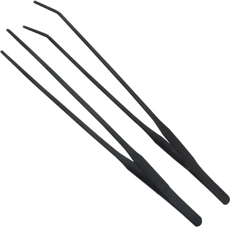 Zorfeter 2 PCS Extra Long Reptile Feeding Tongs, Stainless Steel Tweezers Rubber Tip, Long Terrarium Supplies for Bearded Dragon/Aquarium/Snake Tank(10.63 Inch)