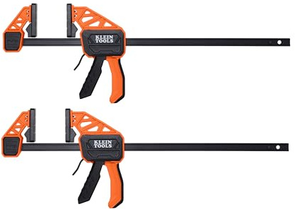 Klein Tools 47551 Bar Clamp, Speed-Klamp 12-Inch, Clamp/Spreader 2 Pack, 150-Pound Clamping Force, One-Handed-Operation for Woodworking and Metal Projects