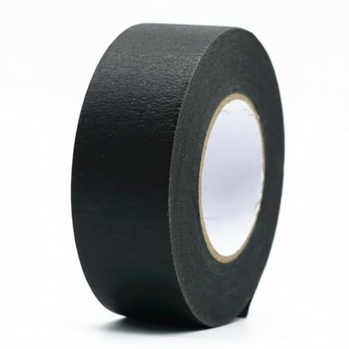 Qianly Schwarzes Kreppband rückstandsfrei entfernbar schwarzes Masking Tape leicht von Hand reißbar Maler-Abdeckband für Heimwerker, Modellbauer, 16mm-50m